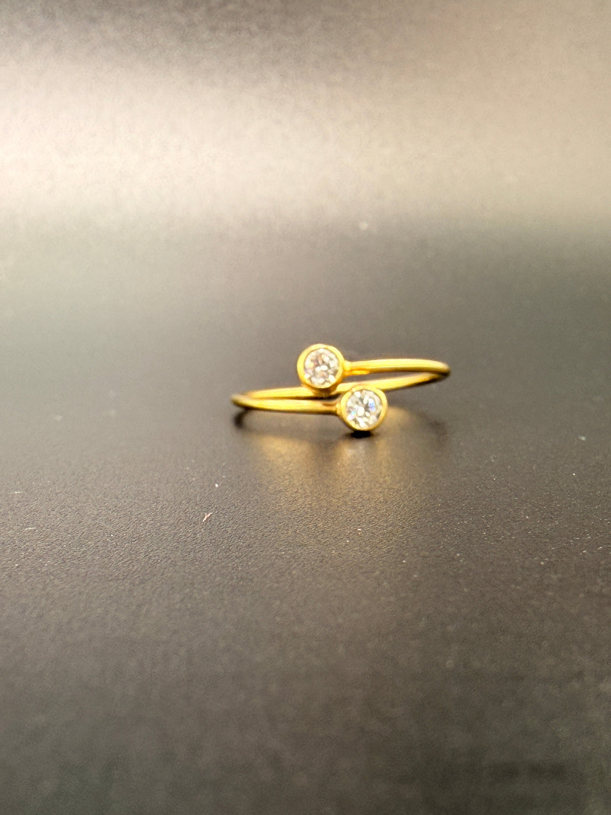14K Gold Bonded Sterling Silver Double CZ Diamond Ring - 7