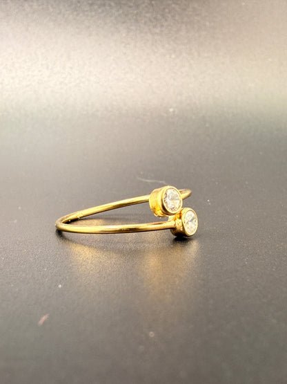 14K Gold Bonded Sterling Silver Double CZ Diamond Ring - 7
