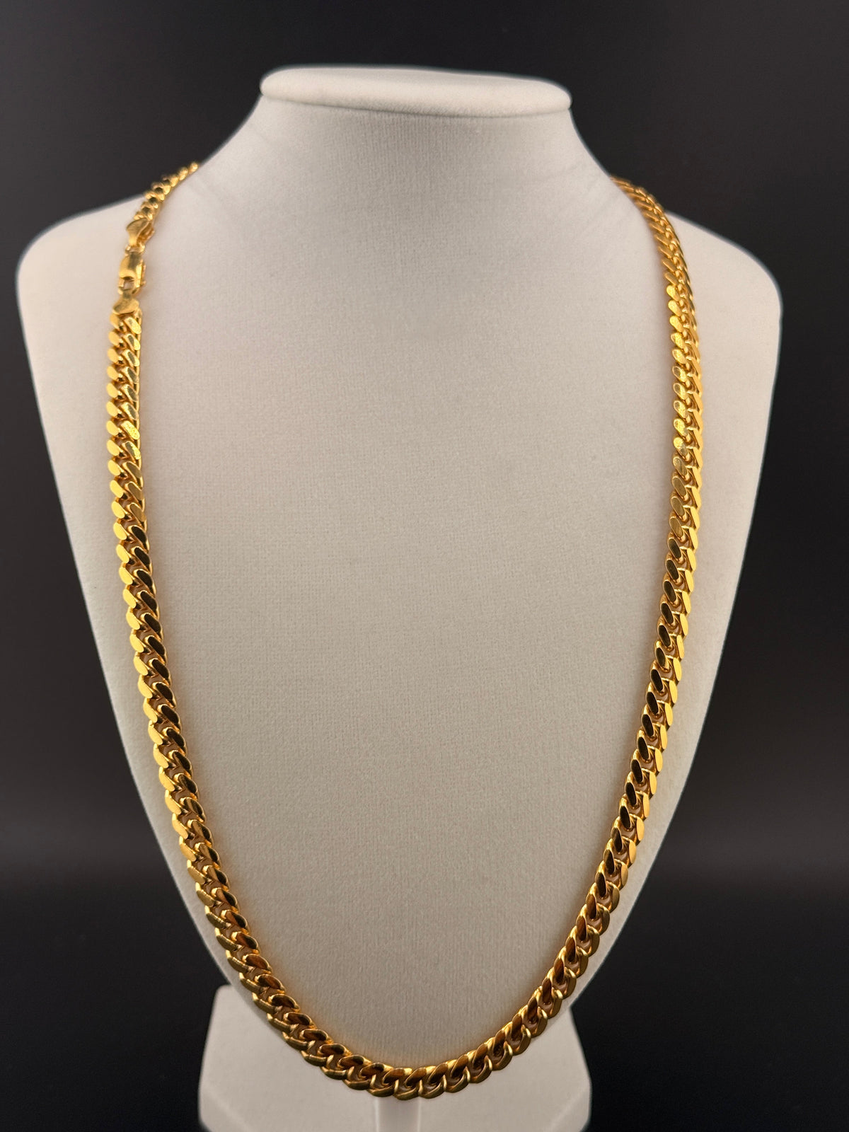 14 Kt Gold Bonded over Solid 925 Sterling silver Cuban Link Chain Necklace 7MM / 24 in