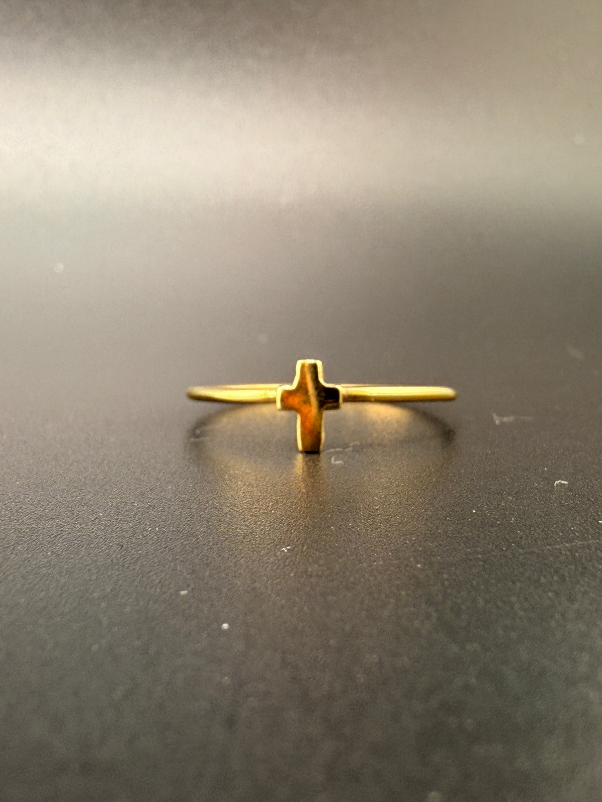 14K Gold Bonded Sterling Silver Tiny Cross Ring - 7